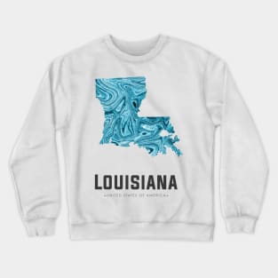 Louisiana state map abstract blue Crewneck Sweatshirt